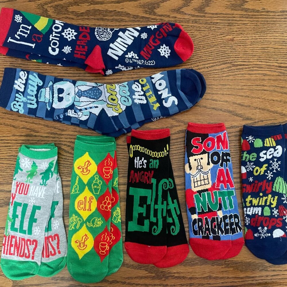 ELF Christmas Socks - Women's Sizes 5-8 but can stretch! Elf Sock Bundle